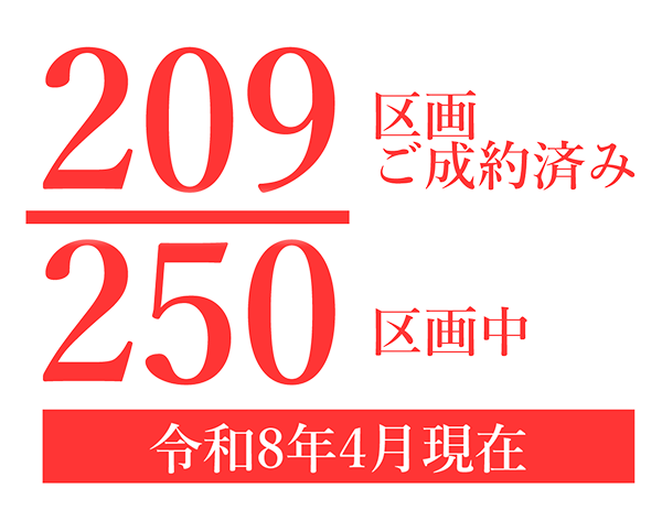令和8年4月現在 250区画中209区画ご成約済み